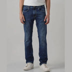 Dark Indigo Blue Straight Fit Denim Deluxe Stretch